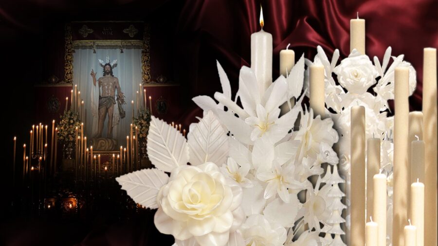 Fabricación artesanal de velas religiosas de cera